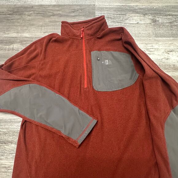The North Face Polartec Sweatshirt Fleece Red Mens L Knit Collared Sweater TNF - Picture 2 of 10